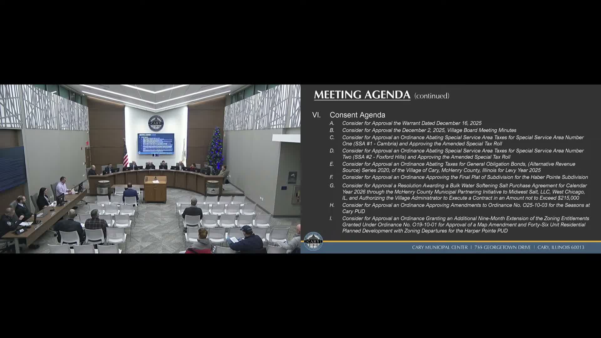 Cary board adopts ordinance adding CPI and new-growth revenue to 2025 levy