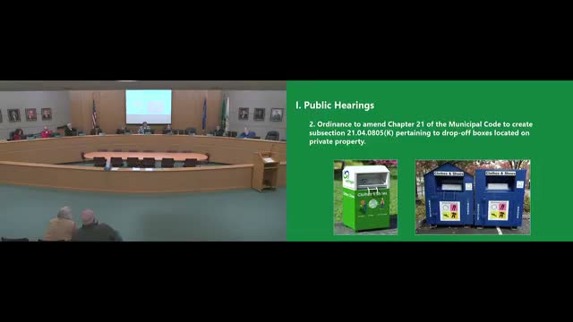 Greenfield council adopts ordinance banning private‑property drop‑off boxes