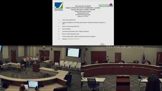 Parks staff reviews finances, dog park progress and 2026 goals; commission places reports on file