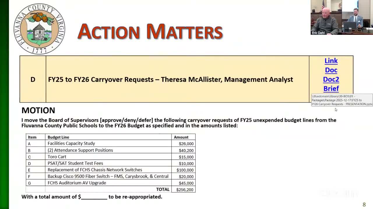 Board approves two school carryover requests while rejecting larger package
