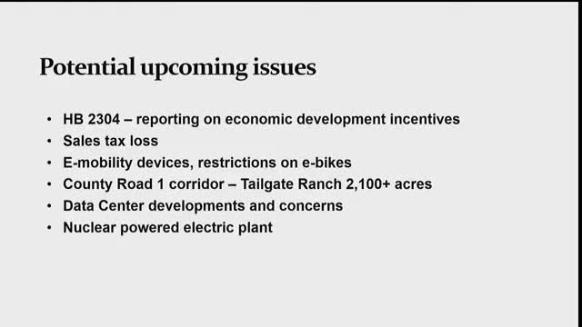 Officials flag data‑center interest, Tailgate Ranch development and county coordination on large projects