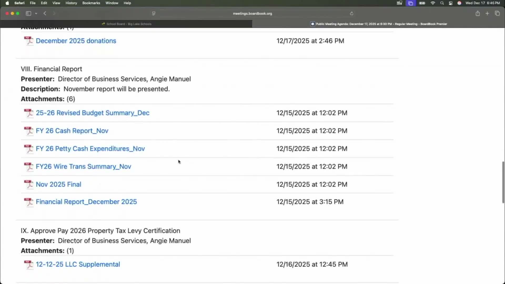 Board hears enrollment dip, strong fund balance, and unquantified mandate costs; superintendent reports bargaining impasse