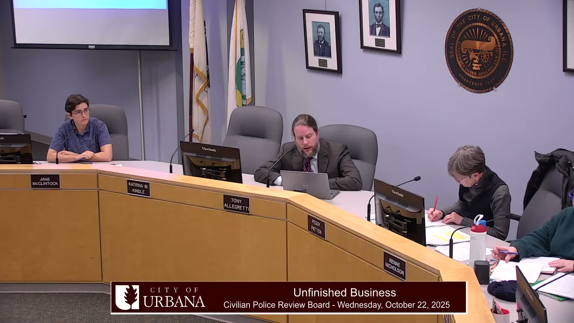 Urbana police review board adopts 2026 schedule and agrees to study draft surveillance ordinance