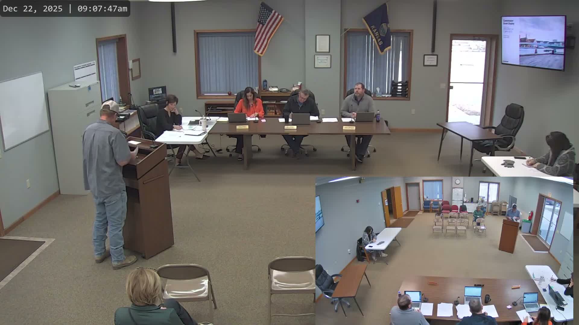 Public Works updates, landfill expansion plans and executive‑session motions cited KSA 75‑4319(b)(2)