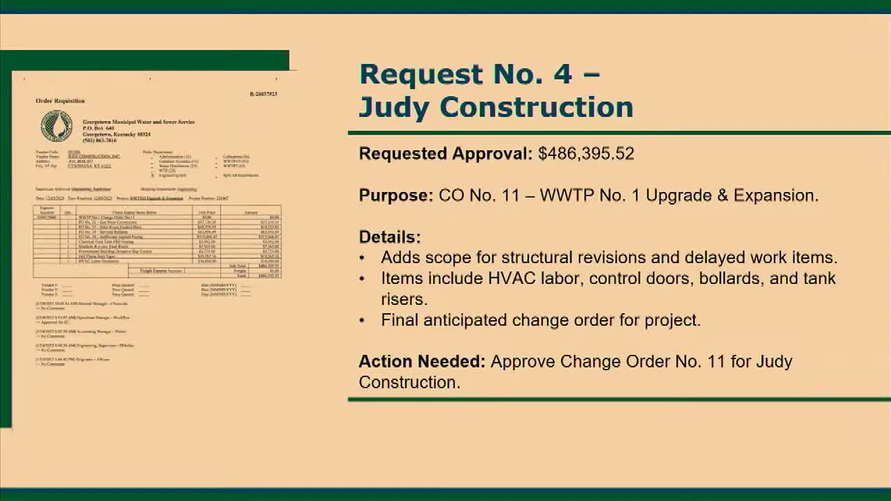Georgetown council approves nearly $486,400 change order and $387,500 payment for wastewater plant upgrade