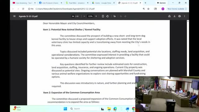 Council discusses animal shelter needs and expansion of downtown common-consumption area