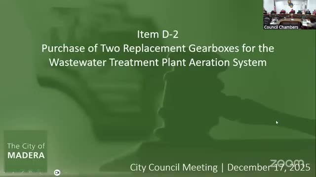 Madera approves $145,000 for two replacement wastewater aeration gearboxes