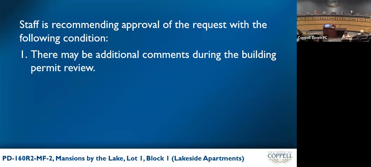 Coppell commissioners table Lost Creek live‑work rezoning; ask staff and attorney to define 'home‑based work'