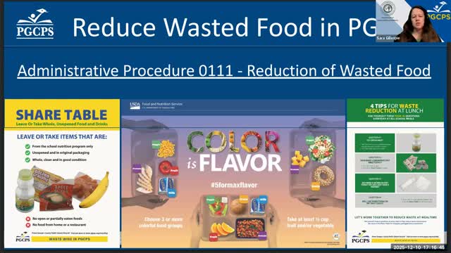 PGCPS adopts formal procedure to reduce school food waste, expands composting and local procurement pilots