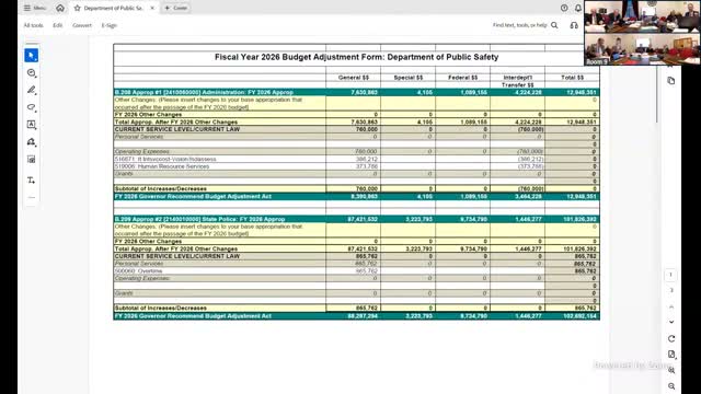 Appropriations panel hears Public Safety requests: state police overtime, PSAP staffing and a $570,000 system upgrade