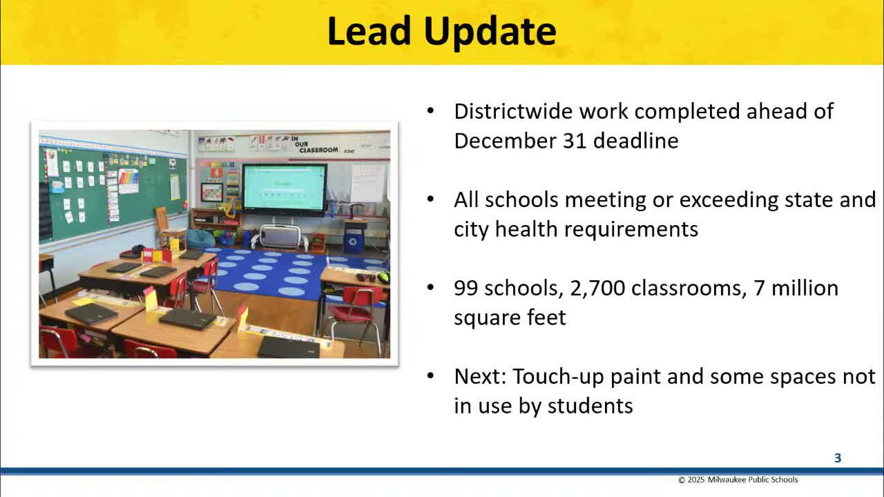 MPS reports completion of districtwide lead‑paint stabilization, cites scope and next steps