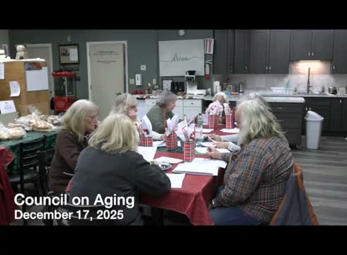 Hubbardston senior-center volunteers review events, meals and volunteer coverage amid staffing gaps