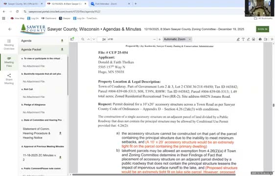 Zoning committee approves permit to legalize 10x20 shed; allows larger future accessory structure