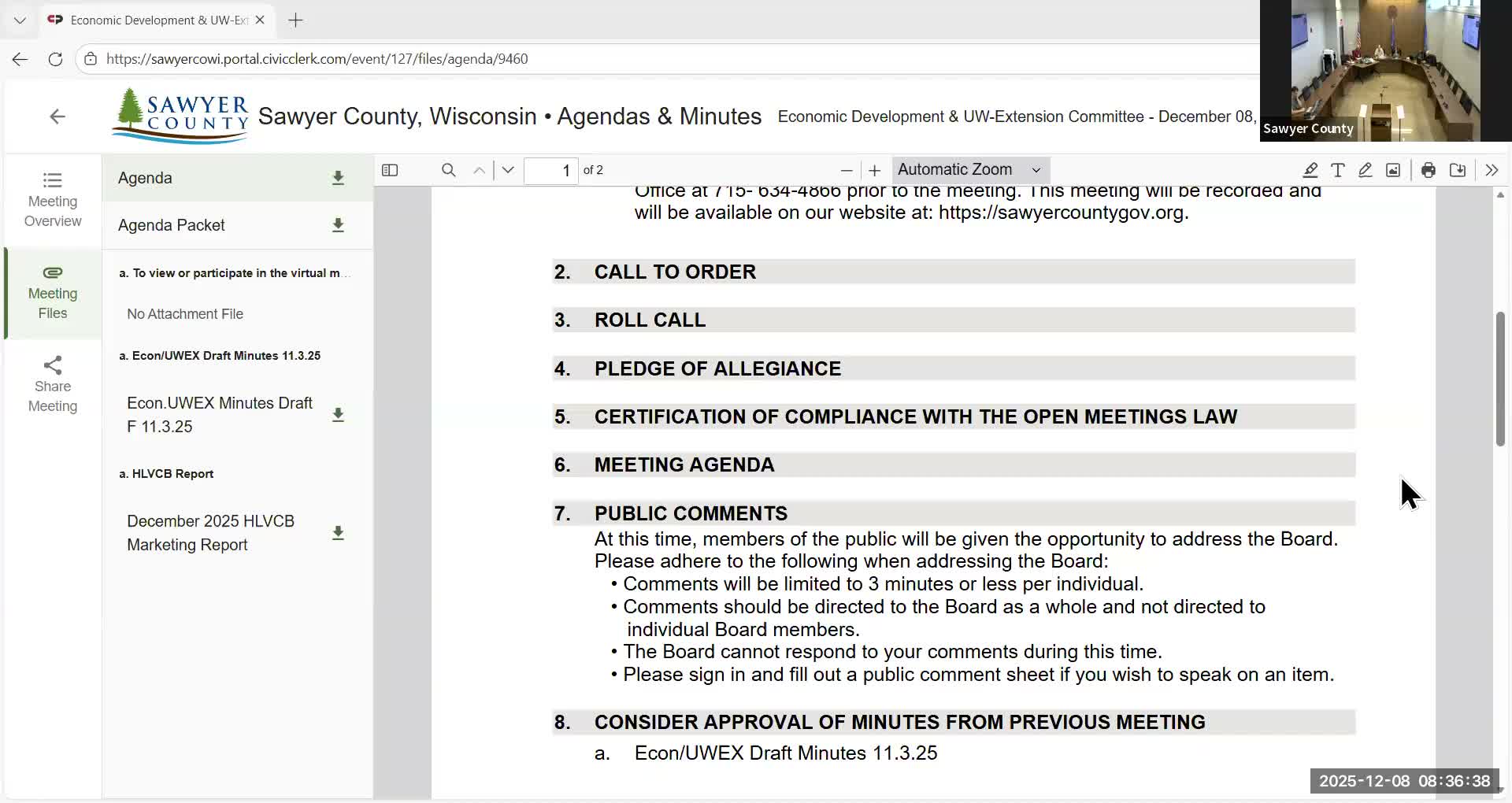Committee approves previous meeting minutes; meeting adjourned