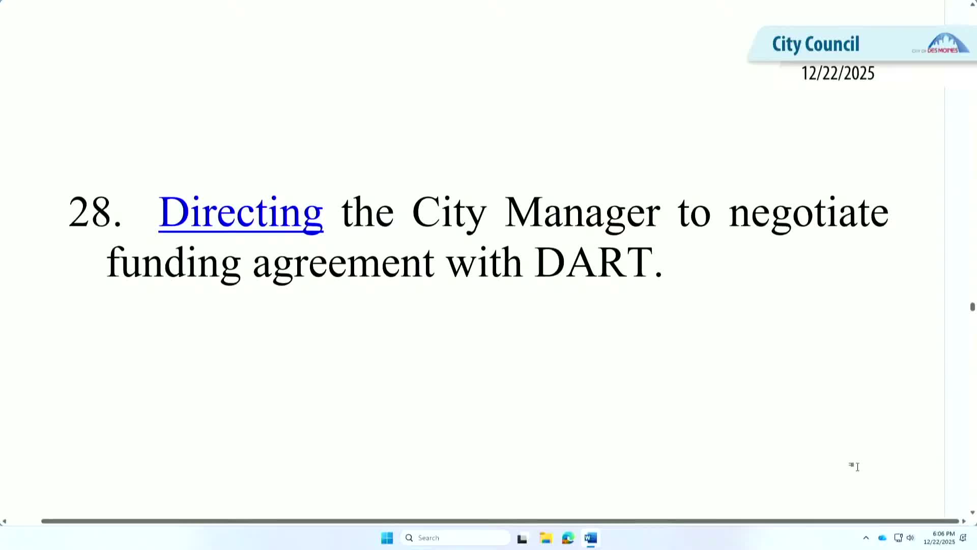 Des Moines Council directs manager to negotiate DART franchise-fee split after heated debate