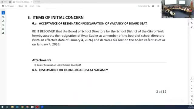 York City board accepts Director Ryan Soupler’s resignation, sets process to fill vacancy