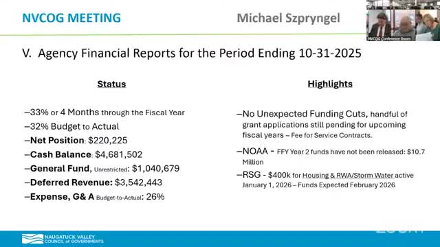 NVCOG reports modest surplus, audit timeline and office move plans