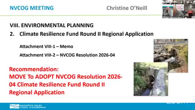 NVCOG endorses climate-resilience grant application, renews hazardous-waste contract and highlights brownfields funding