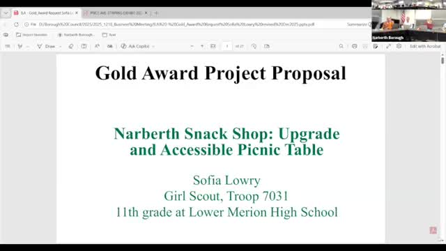Local Girl Scout seeks borough approval for accessible picnic table at Narberth snack shop