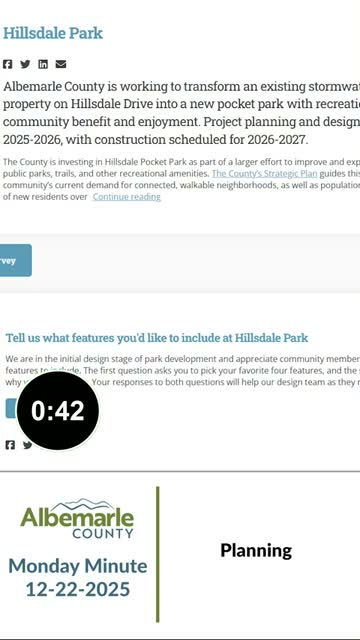 Albemarle County plans pocket park on Hillsdale Drive; residents asked to weigh in