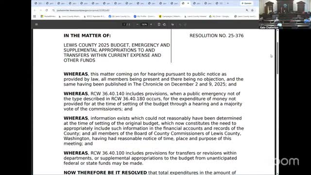 Lewis County adopts year-end budget amendment increasing expenditures by $2.3 million