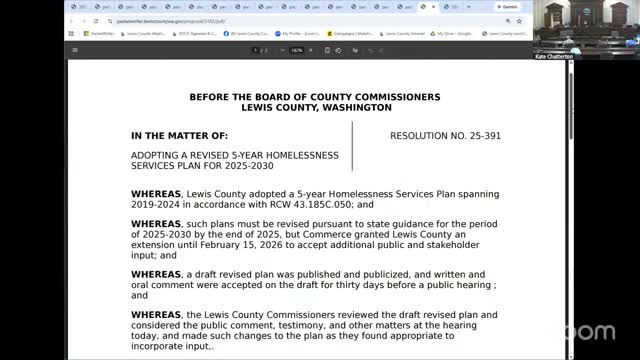 Lewis County adopts 2025–2030 homelessness plan, commissioners vote 2-0
