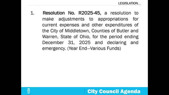 Middletown Council approves year-end appropriations corrections, declares emergency