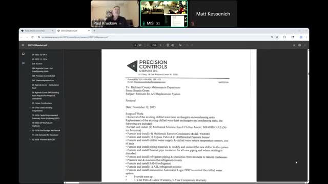 Richland County committee awards courthouse HVAC contract after debate over refrigerant and pump redundancy