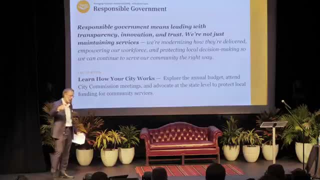 Unidentified city speaker urges Winter Haven residents to read budget, attend commission meetings