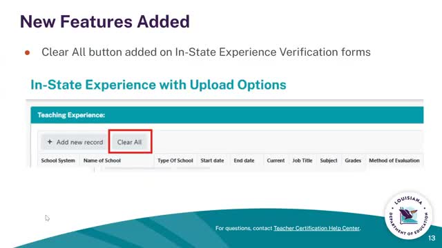 LDOE outlines LEP portal updates and clarifies that CLEAR credential is not a teaching certificate