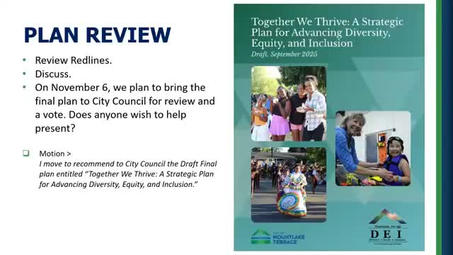 Mountlake Terrace DEI commission backs revised Equity & Inclusion Plan and sends it to council