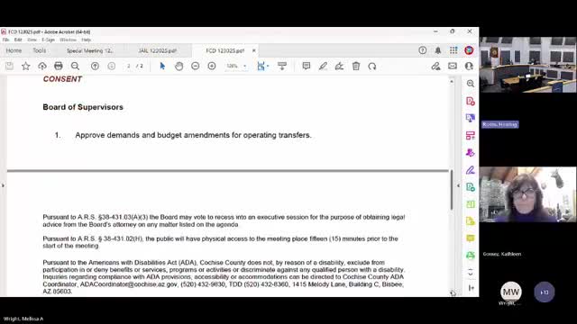 Cochise County Flood Control District approves demands and budget amendments, 3-0