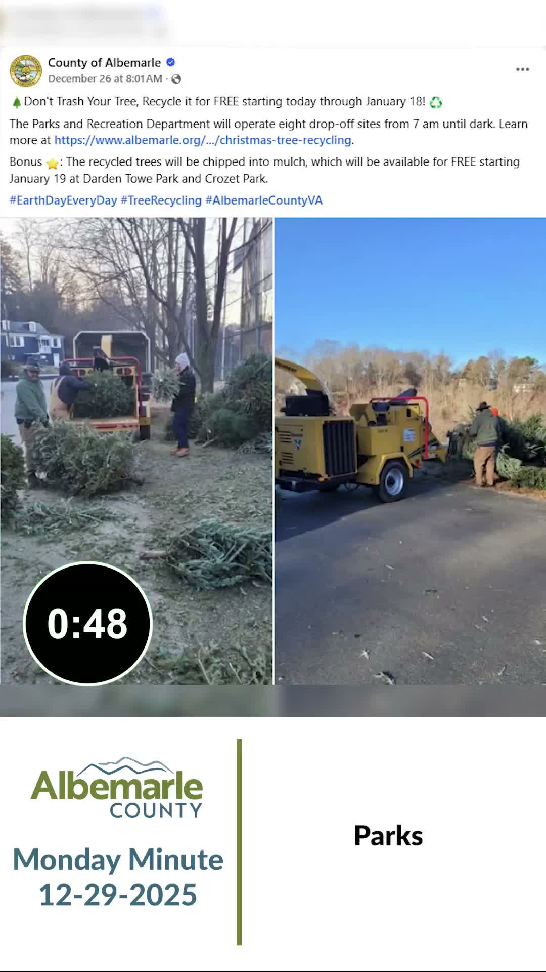 Albemarle County opens eight drop-off sites for Christmas tree recycling