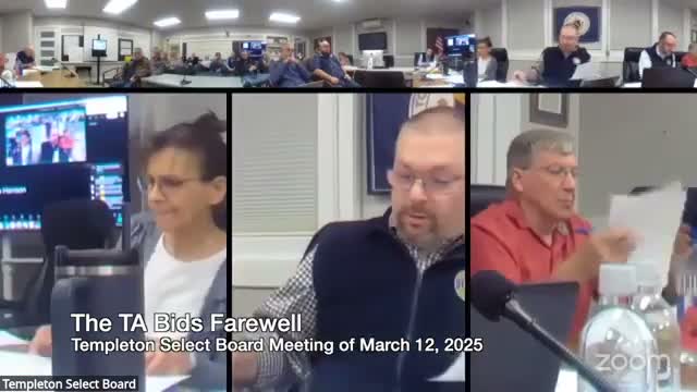 Speaker 3 moves to accept town administrator's resignation; chair announces stepping down