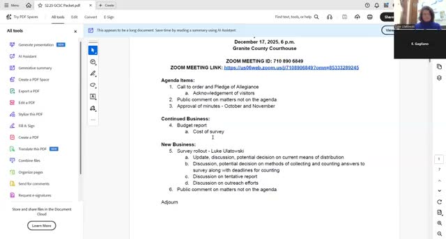 Granite County study panel says mailed survey went out; members plan hand-count and Jan. 14 start