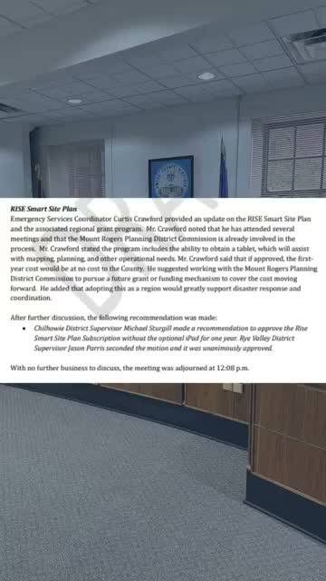 Smyth County schedules zoning hearing and reviews RISE subscription; joint hearing held on proposed Chilhowie shooting range