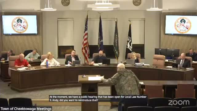 Cheektowaga board leaves Local Law No. 9 (term limits) hearing open after public questions on timing and scope