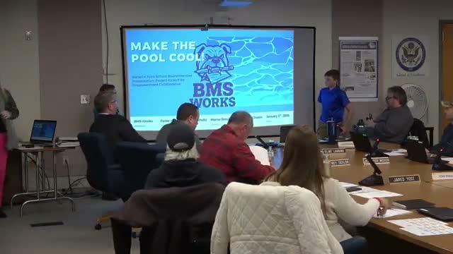 Seventh‑grade Empowerment Collaborative presents pool redesign and business‑plan pitch to Berwick Area SD work session