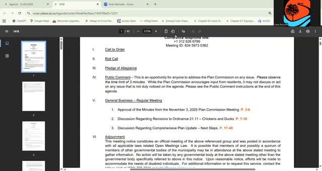 Plan Commission to hold public hearing on proposed increase to backyard poultry limit