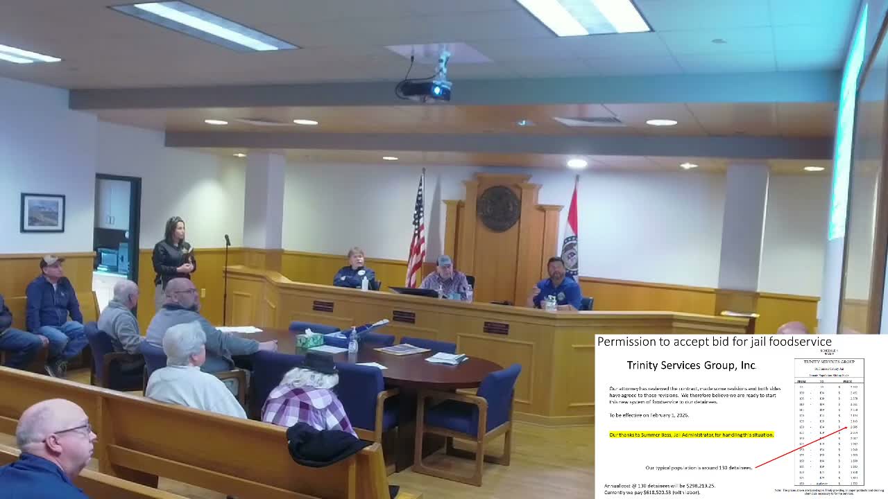 Commission awards one‑year jail food‑service contract; officials cite roughly $300,000 in annual savings