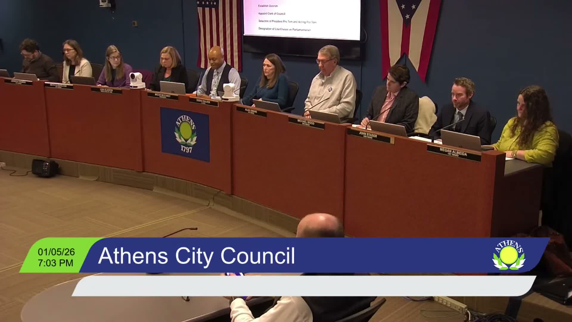 Athens City Council appoints clerk, elects Jessica Thomas president pro tem and names committee rosters