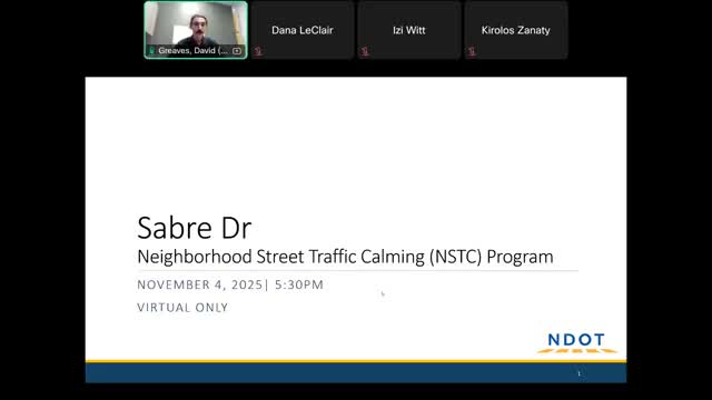 NDOT presents preliminary traffic-calming plan for Sabre Drive, will seek property-owner ballot