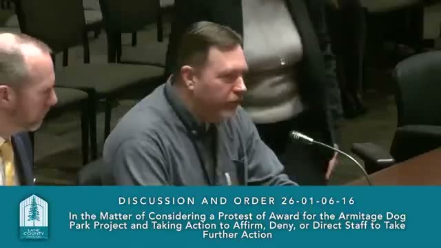 Lane County denies bid protest, awards Armitage Dog Park contract to Riverbend Construction (4–1)