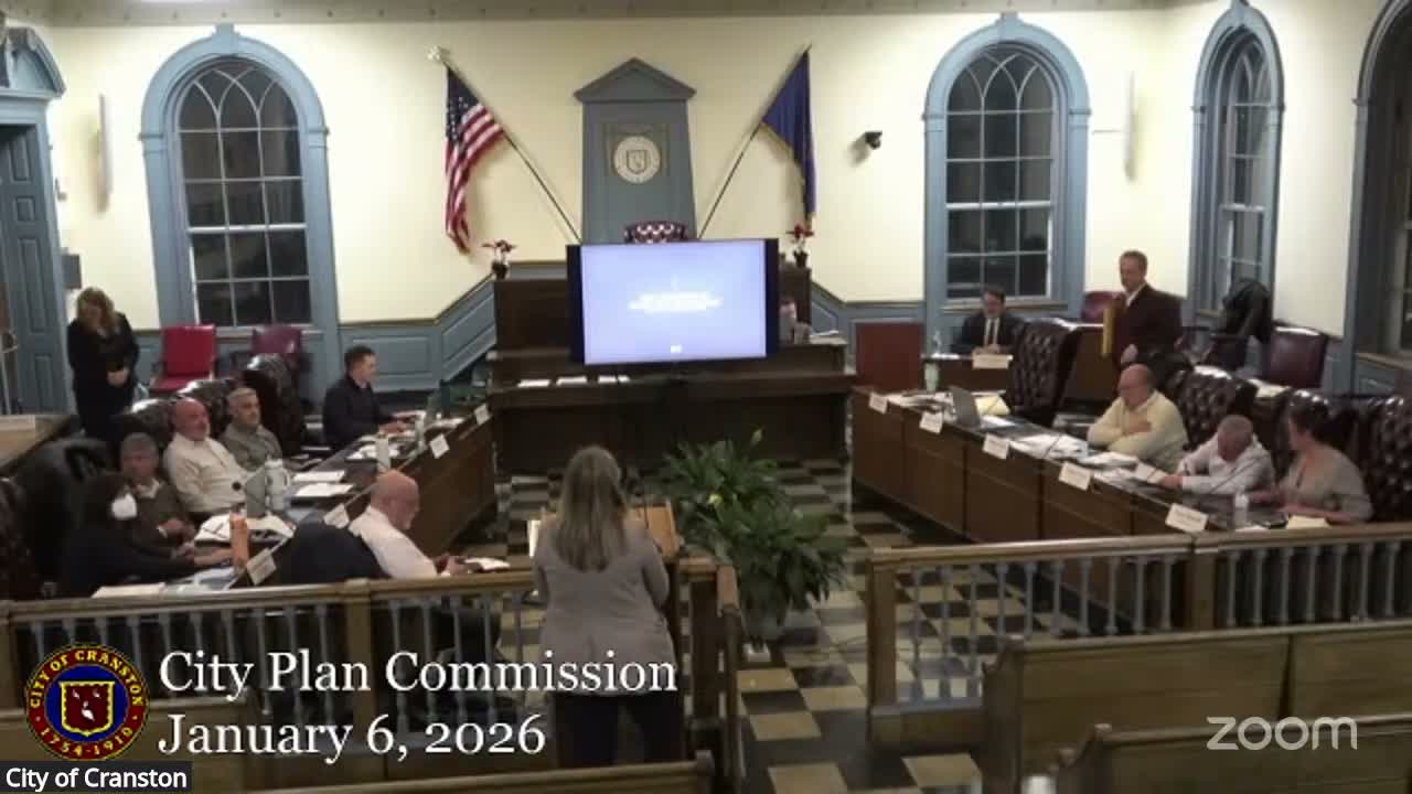 Commission hears 1681 Cranston Street pre-application; issues negative recommendations on LED sign and small-lot two‑family variance