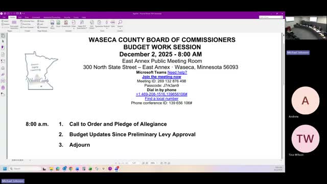 Waseca County previews 2026 budget, recommends 3% operational increase as library becomes county responsibility