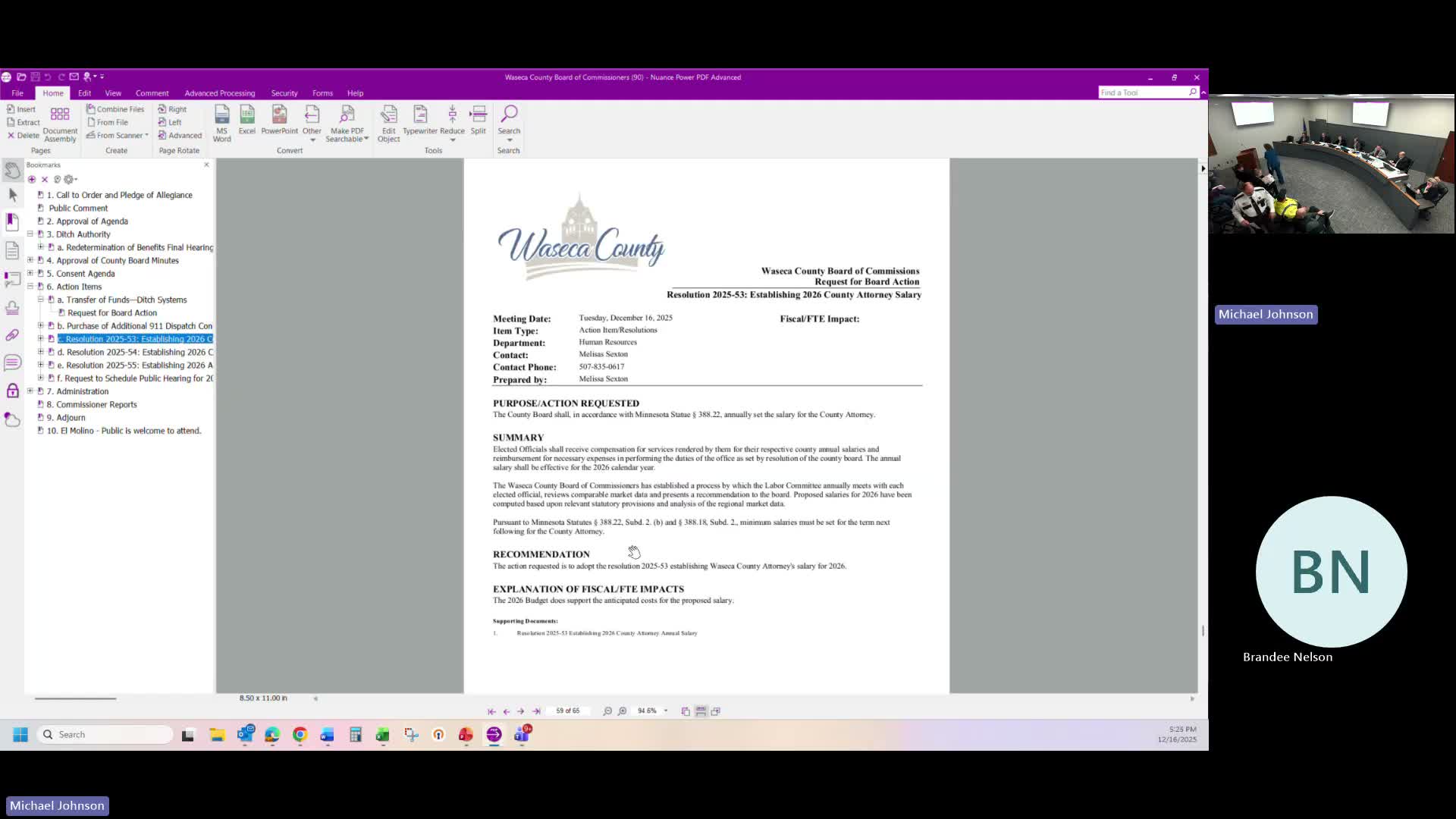 Waseca commissioners approve ditch funding transfer and dispatch purchase; mixed results on salary measures