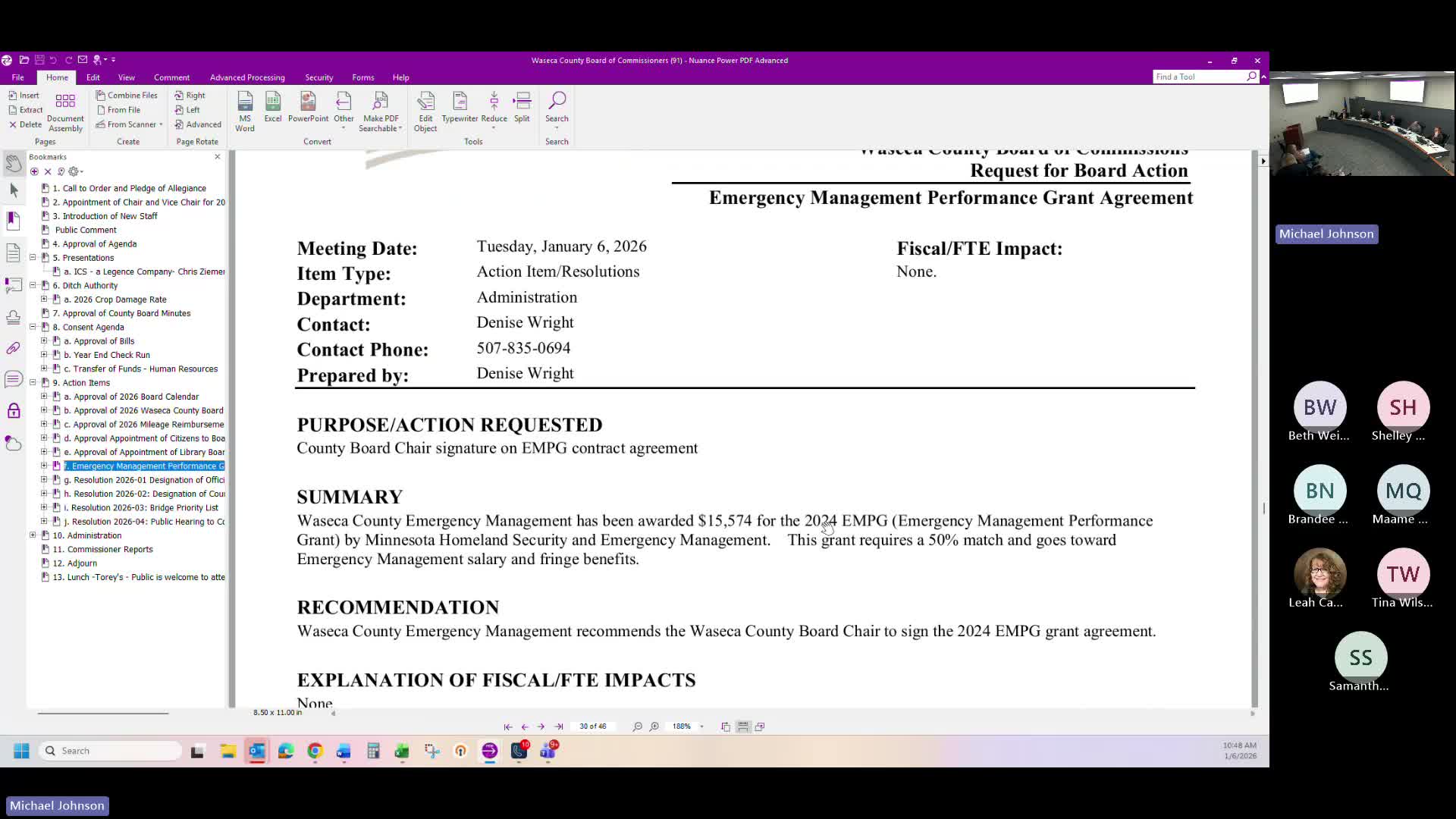 Waseca County Board approves 2026 officer slate, drainage damage rates, fee updates and appointments