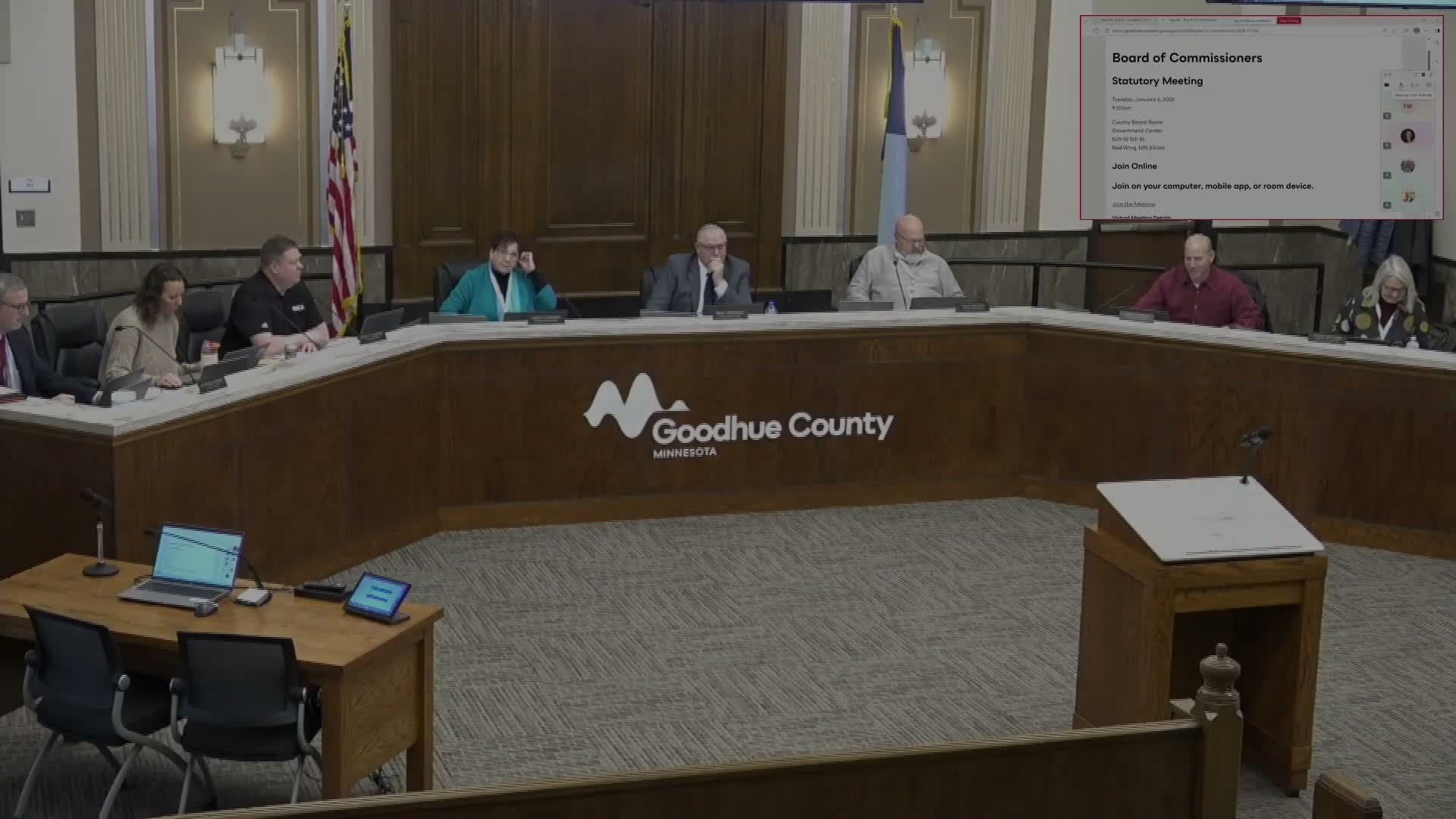 Goodhue County board organizes for 2026, elects new chair and vice chair and approves routine business