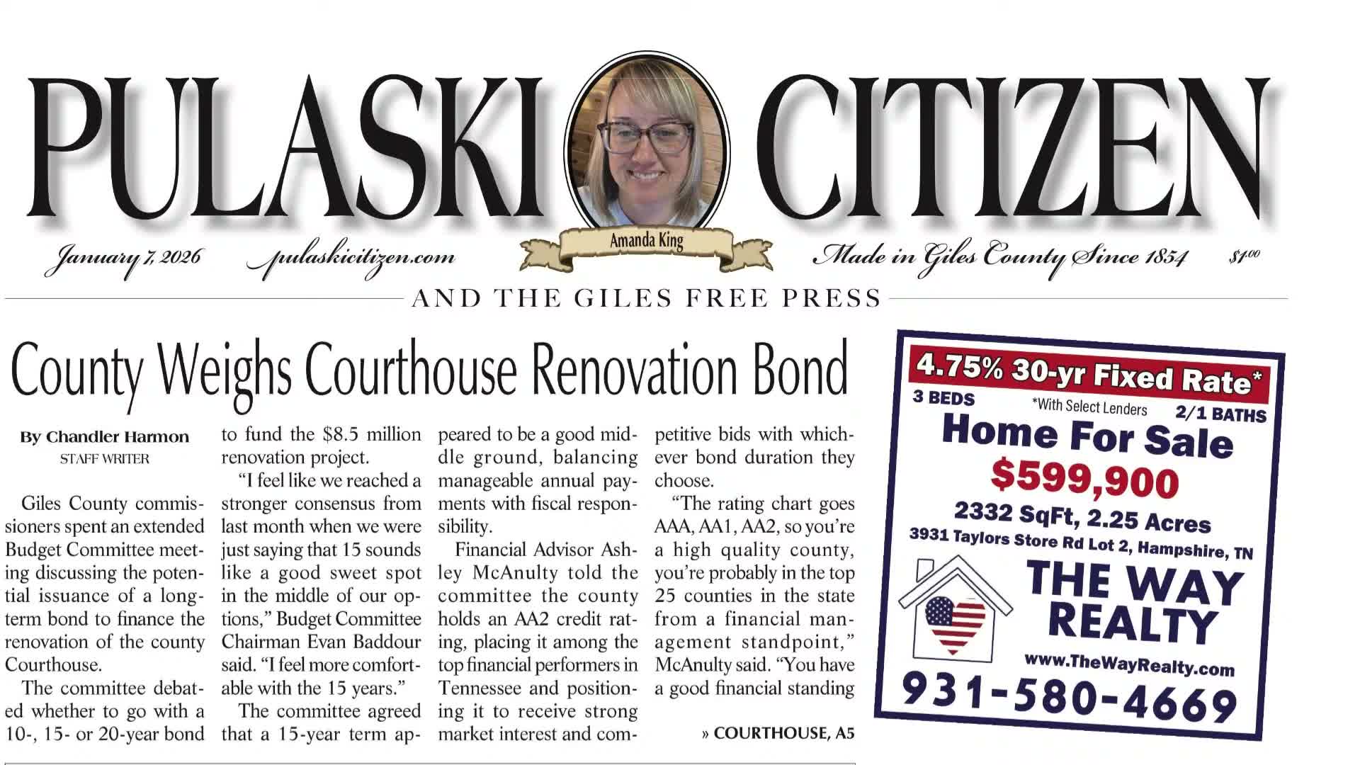 Giles County budget committee weighs 10-, 15- and 20-year bonds, recommends tourism funding boost