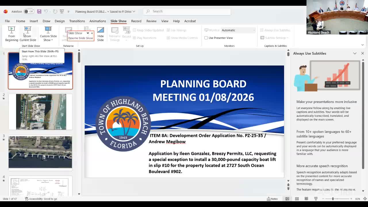 Highland Beach planning board approves two special exceptions for boat lifts at Villa Magna Marina